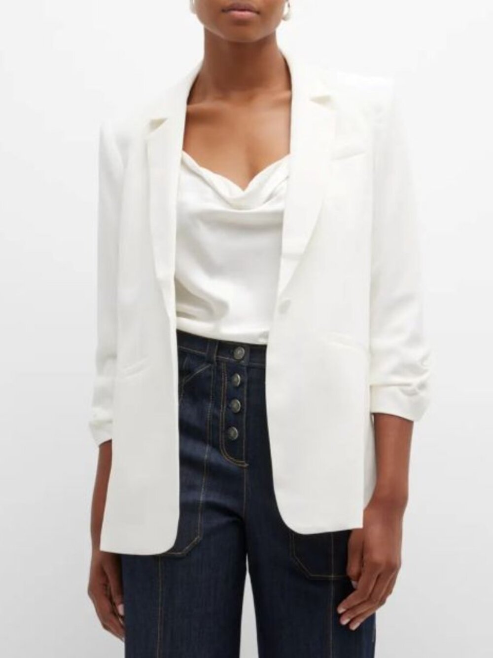 Cinq a Sept khloe White Tailored Blazer Size 4 $395